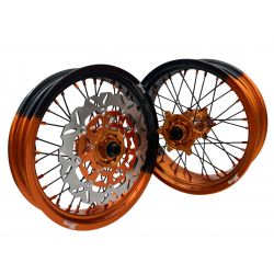 Set roti supermoto KTM 17X3.5 17X5 Orange Black XMoto