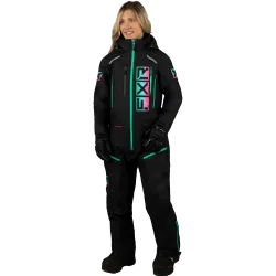 Combinezon dama snow FXR Recruit FAST Black Mint Pink insulated 23