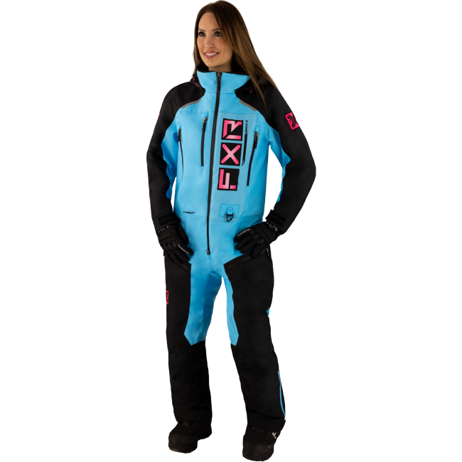 Combinezon dama snow FXR Recruit FAST Black Sky Blue insulated 23