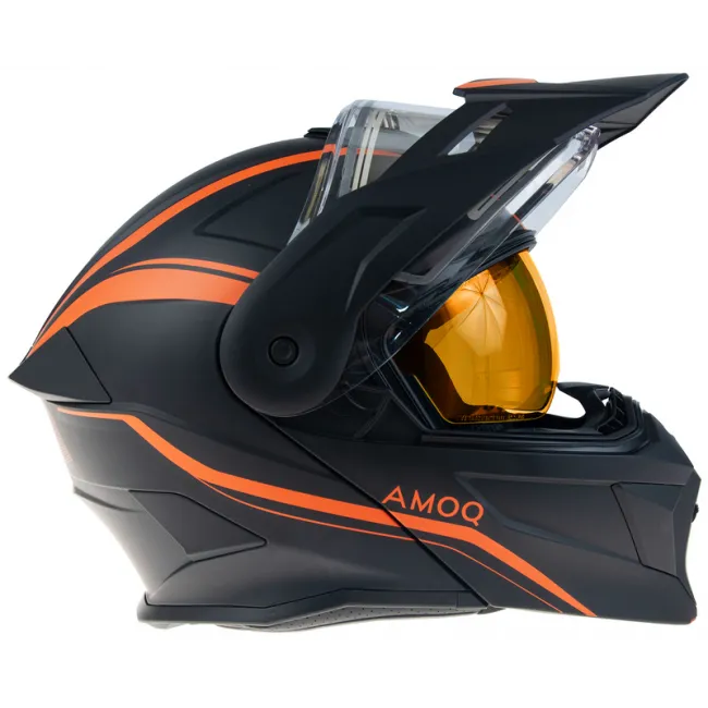 Casca snow AMOQ Ballastic Flip Up Viziera Incalzita Black Orange