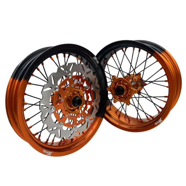 Set roti supermoto KTM 17X3.5 17X5 Orange Black XMoto