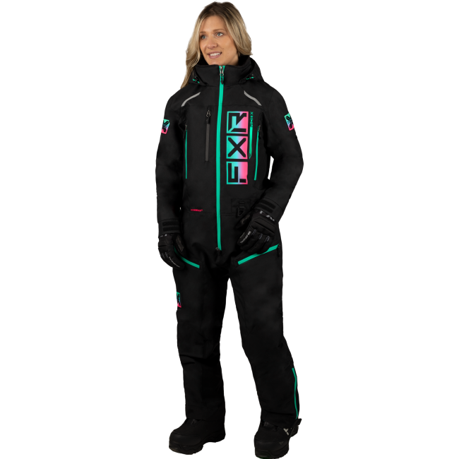 Combinezon dama snow FXR Recruit FAST Black Mint Pink insulated 23