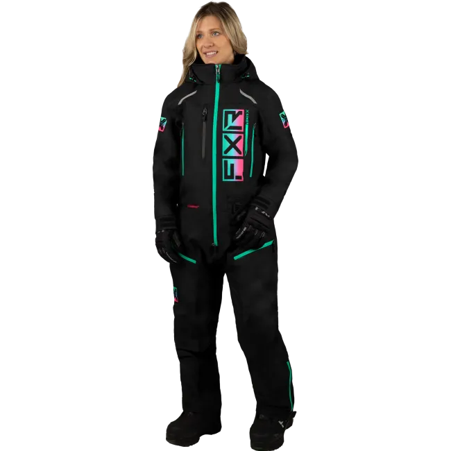Combinezon dama snow FXR Recruit FAST Black Mint Pink insulated 23